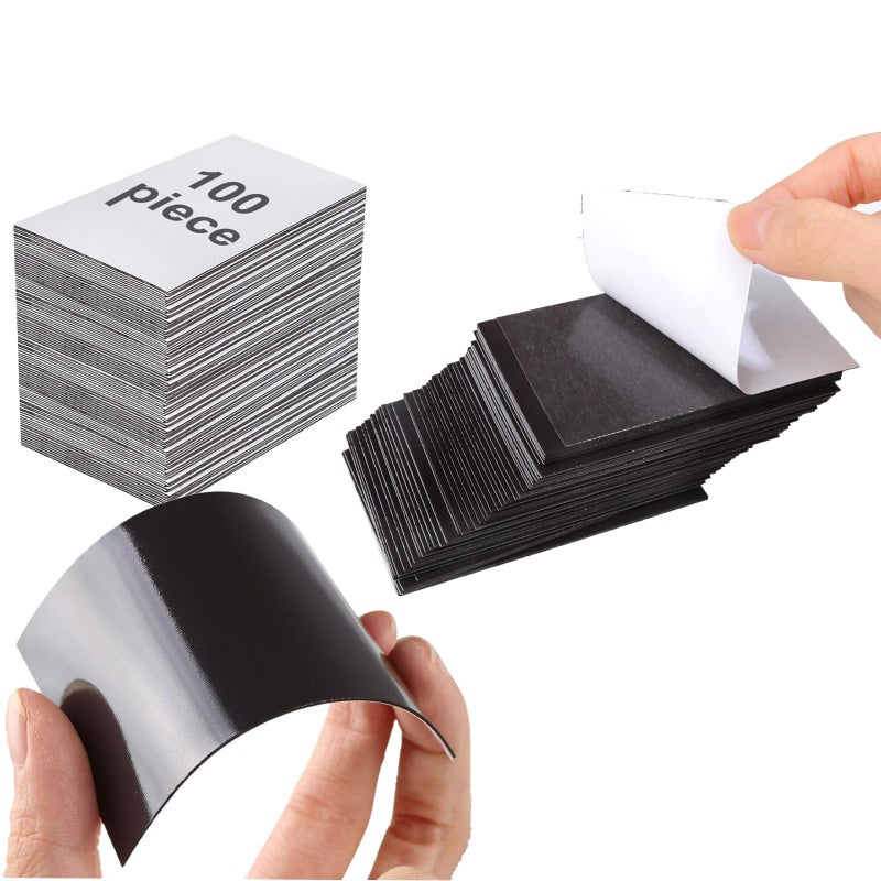 Saganizer 100 Pack 2 x 3.5 inch Business Card Magnets Peel and Stick Adhesive Magnetic Backings Magnet Strong Magnet Blanks Sheets Printable Magnetic Sheet for Dies Storage - Image 1